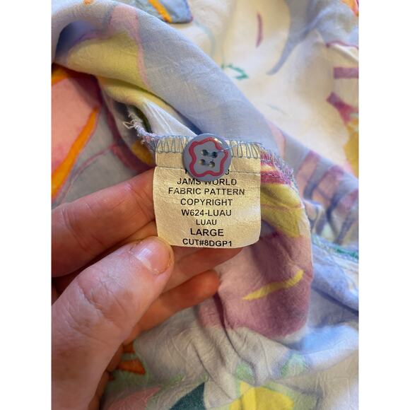 Jams World Colorful Tropical Watercolor Floral Casual Button Up Blouse Large - Picture 9 of 10